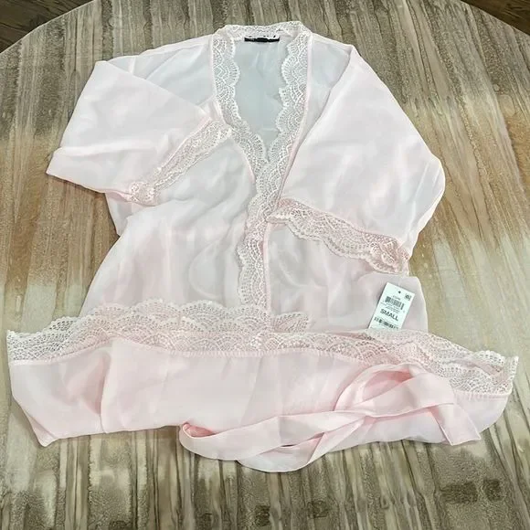 Inc International Concepts Lace Trim Short Robe-S - Picture 5 of 10